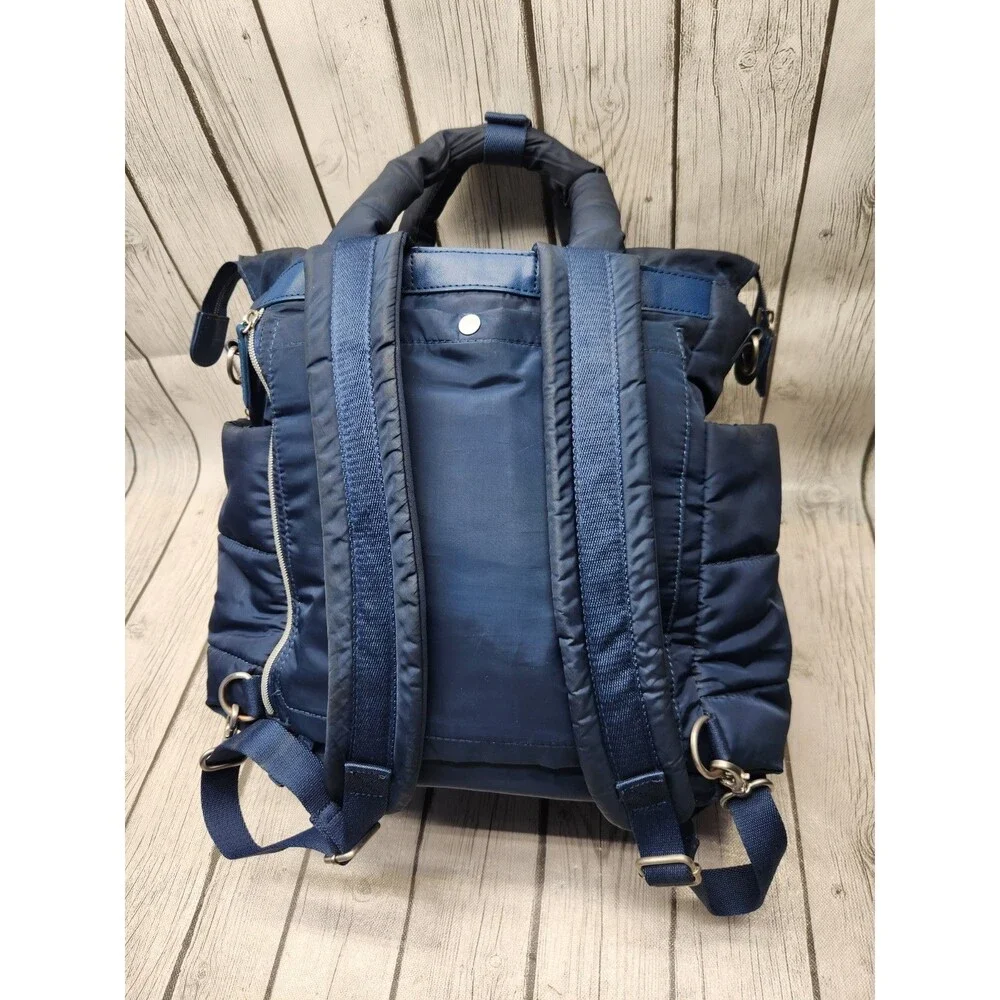 Itzy Ritzy Navy Blue Puffer Nylon Baby Dream Convertible Backpack Diaper Bag